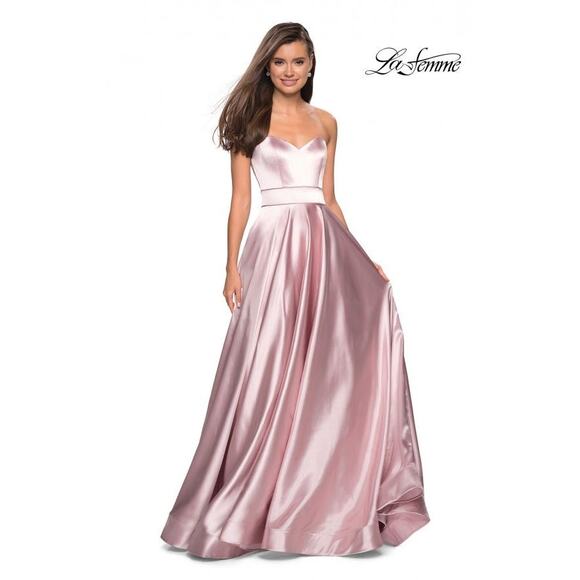 La Femme Dresses & Skirts - La Femme 27506 Satin A-Line Strapless Maxi Ball Gown Women's 6 Pink NWT